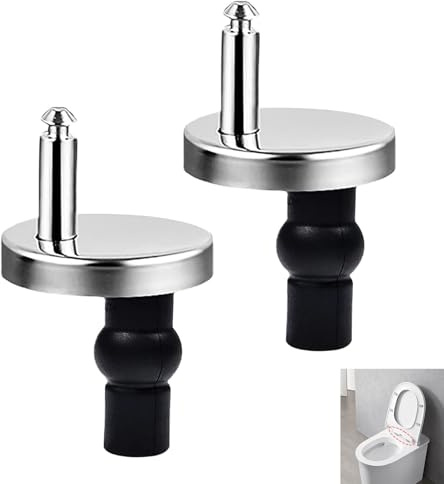 2 Packs Quick Release Toilet Seat Fixings, Universal Toilet Seat Hinges, Top Fix WC Toilet Fittings for Blind Holes, Includes Nuts and Bolts, Durable Rubber and 304 Stainless Steel, Easy Installation