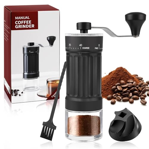 Molino de café manual externo y ajustable, con molino cónico de cerámica de alta precisión y diseño moderno,ajuste de 40 niveles, adecuado para Pour Over y cafeteras Moka