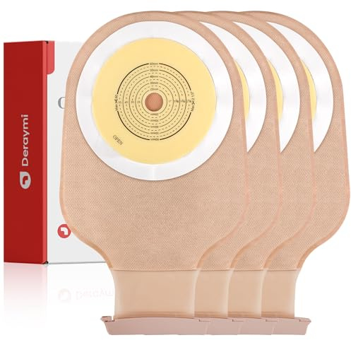 Deraymi 20 Pack Ostomy Bags One-Piece Colostomy Bags with Clamps Closure | 15mm-60mm | Leak-Proof Odor-Control Skin-Friendly Drainable for Ileostomy Colostomy Stoma Care