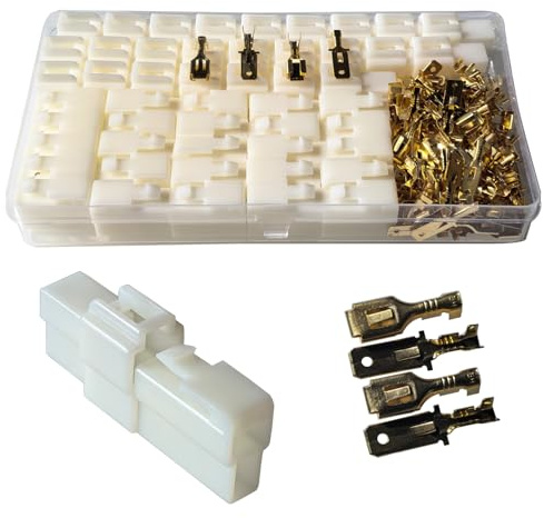 GTIWUNG 150 Stücke 6.3mm Pitch Elektrokabel Steckverbinder Kit, 2 Pin Männlich Weiblich Stecker Gehäuse und Pin Header Crimp Kabelklemmen, für Motorrad, Auto, Boote