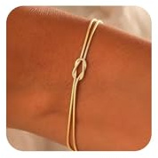 Meteorstarry Armreif Gold,Personalisiertes Knoten Doppelkette Armband Armreifen 14K Gold Damen,Armbänder Gold Bracelet Armkette Wasserfester Schmuck Geschenke für Frauen Freundin Geburtstag