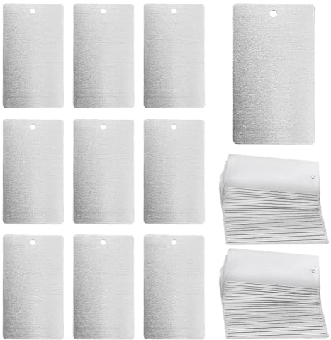 PH PandaHall 40 Stück Metallgravurrohlinge 8x4.6cm Rechteckige Stempelanhänger Große Leere Pflanzenetiketten Aluminium Matker Anhänger Für Geschenke Haustier Hunde Namensschilder Pflanzenschilder