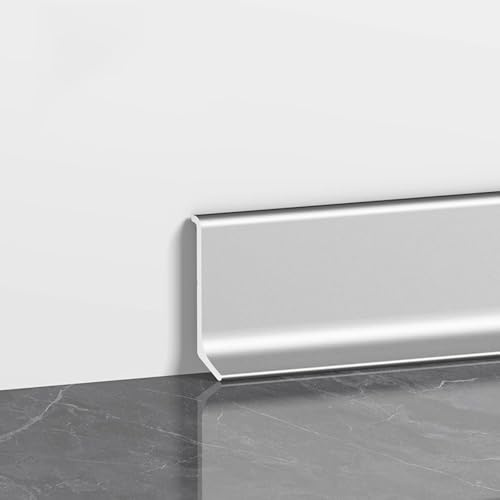Plinthe en aluminium 125 cm 6 cm de hauteur, facile à installer et à nettoyer, plinthe en métal pour sols, murs et plus, finition argent mat, durable et élégante