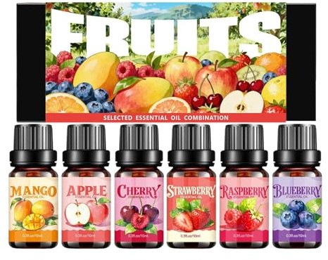Fragrance Oil Set,Uppfriskande Och Långvarig | 10ml Doftolja Med Fruktscent,För Avkoppling och Ljustillverkning, Bilresor, Jul, Nyår, Födelsedagar och Alla Hjärtans