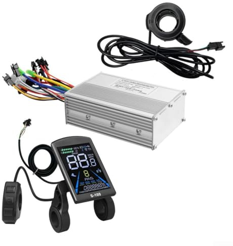 Besttoolifes Kit de contrôleur électrique pour vélo 36 V 48 V 250 W 500 W Contrôleur de moteur sans balais avec écran LCD et accélérateur de pouce pour guidon de 22,2 mm compatible avec