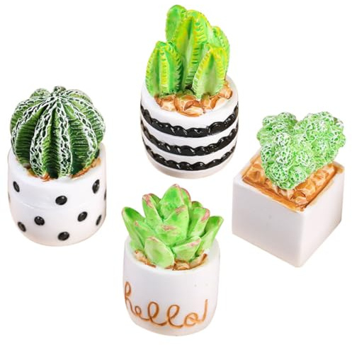 Homoyoyo Lot de 4 Figurines Miniatures Cactus en Résine Décoration Miniature de Jardin pour Maison de Poupée Plantes Artificielles sans Pot pour Décor Intérieur et Extérieur