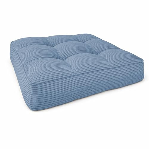 POKAR Stuhlkissen Sitzkissen 40x40x10 cm Loungekissen aus Cord | Sitzpolster Outdoor für Gartenstuhl und Rattanmöbel | Sitzauflage für Gartenmöbel | Öko Tex Zertifiziert | Made in EU | Blau