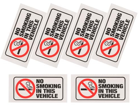 PACKOVE No Smoking Sticker Label 6pcs Waterproof Adhesive Decals for Vehicle Car Warning Signs Safety No Smoking in This Vehicle