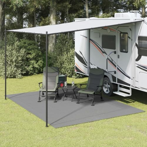 Augerlite Tappeto per tenda antracite, 4 x 3 m, in poliestere con rivestimento in schiuma di PVC, accessorio antiscivolo per tenda da campeggio, outdoor, tenda, ad alta resistenza e funzione