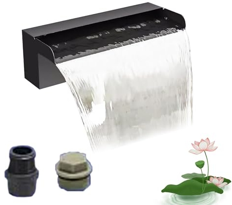 Kit de Fontaine Cascade en Acier Inoxydable pour bassins à carpes koï et piscines. Déversoir Polyvalent pour aménagements Aquatiques de Jardin. Idéal pour Les terrasses de piscines Hors Sol.