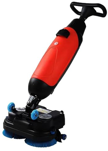 Autolaveuse de sol rechargeable 43 cm (17 pouces) multifonction, polisseuse et nettoyante, couverture de 1200 m²/h pour parquet et carrelage, rouge