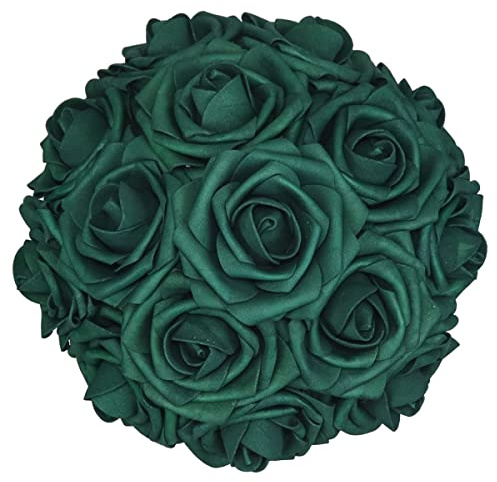50 piezas de flores artificiales, rosas de espuma de tacto real