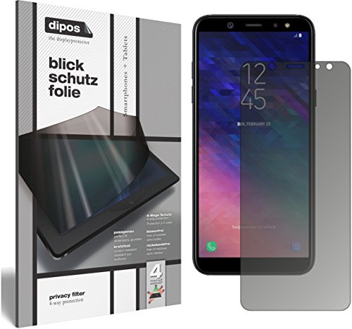 dipos Blickschutzfolie für Samsung Galaxy A6 Plus (2018) | Displayschutz matt mit 4-Wege Sichtschutz-Effekt, Privacy Filter, passt perfekt, kratzfest, blasenfrei, selbstklebend