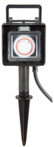 230V Außensteckdose Energieverteiler Mehrfachsteckdose 2-Fach Verteiler mit Timer/Zeitschaltuhr und Erdspieß anschlussfertig mit 1,5m Kabel und Schutzkontakt-Stecker EV2 IP44