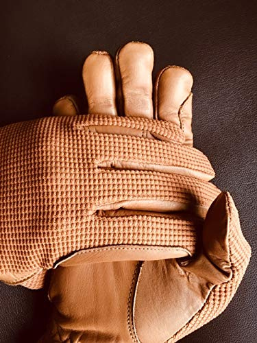 Sulkhanz Gants d'équitation pour homme en cuir véritable et coton de qualité supérieure Marron clair