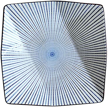 Servizio di piatti 9.84 pollici per cena in porcellana piatti eleganti piastra di porzione ceramica rotonda per insalata dessert e pasta stile giapponese (blu) Servizio da tavola ( Size : 9.84Inch )