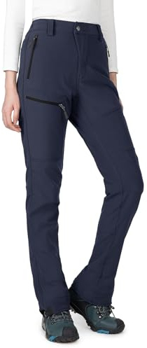 Wespornow Femme Pantalon Ski Imperméable Pantalon Randonnée Softshell Thermique Étanche Coupe-Vent Hiver Pantalon de Montagne Neige Escalade (Bleu Marine,XXL)