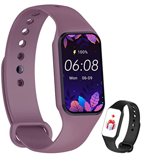 IOWODO Smart Watch Women Men, Fitness Watch with Heart Rate/Blood Oxygen/Sleep Monitor/Custom Dials, 5ATM Waterproof Step Counter Watch with 24 Sport Modes Fitness Tracker for Android iOS - Purple
