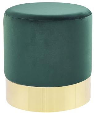 Runder Polster Pouf aus Samt grün Ottomane Sitzpouf Modern Barock Sophia