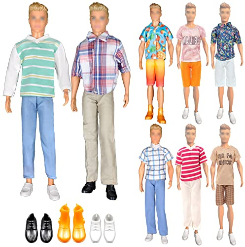 14 pezzi vestiti e accessori Compatibile con Ken, 4 Fashion Abbigliamento casual (4 top, 4 pantaloni) 3 paia di scarpe per bambole da 12 pollici Random