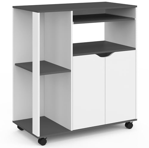 IDMarket - Küchenwagen COSI Weißes Holz und graue Platte B.76 CM
