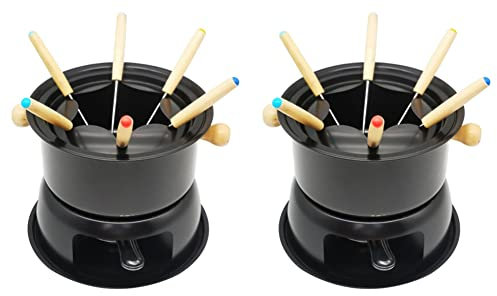 CYBUCH 2X Chocolate Fondue Maker Set Multifunction Carbon Steel Ice Cream Chocolate Cheese Hot Pot Melting Pot Fondue Set
