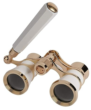 Marsrut Ultra HD 3X25 Opera Theatre Binocular Glasses with Handle - White Color Telescope to View Theater, Horse Racing & Concerts, Lightweight Binoculars for Men & Women, Included Accessory Kit