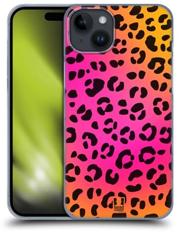 Head Case Designs Leopardo Rosa Stampe Pazze Custodia Cover Dura per Parte Posteriore Compatibile con Apple iPhone 15 Plus
