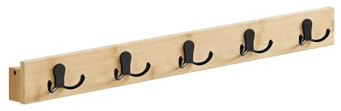 SONGMICS Wandgarderobe, Garderobe mit Ablage, Wandmontage, 5 Zweifach-Metallhaken, platzsparend, für Flur Wohnzimmer Schlafzimmer, pro Haken bis 5 kg belastbar, naturbeige LCR005N01