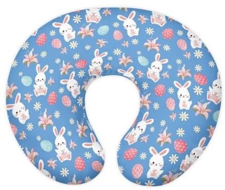 Jeiento Stillkissenbezüge mit Osterhase und Ei, kuschelige Fütterungskissenbezüge, rosa Tulpen, U-förmiger Stillkissenbezug für Babys, Mädchen und Jungen