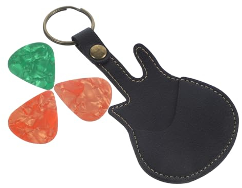 Toyvian 1satz Gitarrenplektren Aufbewahrungstasche Mit Schlüsselanhänger Zufällige Plektren Schwarzer Tasche Tragbar Und Praktisch Für Gitarre Ukulele Und Bass Für Musiker