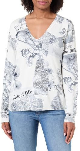 Desigual Woman Flat Knit Thin Gauge Pullover Sudadera, Blanco, M para Mujer