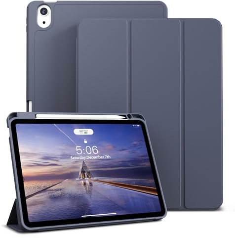 KVTVOU Coque pour iPad Air 11 Pouces 2025 M3 / 2024 M2, iPad Air 10,9 Pouces 2022/2020 (5e/4e génération), étui Souple Antichoc en TPU avec Porte-Crayon, Réveil/Sommeil Auto, Violet