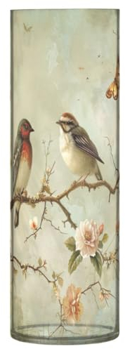 JUMBEAR The Birds on The Branches Vase for Flowerse -Clear Vase Rustic Home Décor for Modern Farmhouse, Ideal Shelf, Table & Entryway Decor