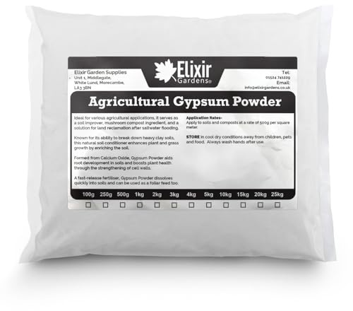 Elixir Gardens Agricultural Gypsum Powder | Calcium Sulphate, Natural, Soluble Fast-Release Soil Improver & Conditioner, Ideal for Clay-Heavy Soils, 10kg Bag