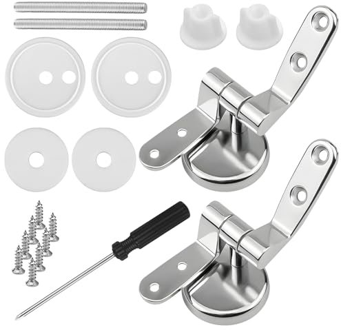 1 Paar WC Sitz Scharniere Ersatzteile, WC Sitz Befestigung aus Zinklegierung, Universal WC Sitz Ersatzteile, Toilettensitz Scharnier für Die Meisten Toilettensitze