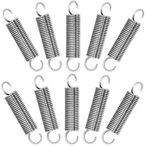 NICAVKIT 10 Stück Edelstahl Zugfedern mit Haken, Spannfeder Zugfeder 50mm freie Länge,Außendurchmesser 10mm,Drahtdurchmesser 1,2mm,Maximale Zugkraft 3.3KG - 1,2x10x50mm