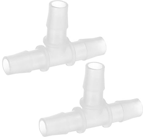 PATIKIL 1/2 tum plast T-slang hullingbeslag, 2 st lika T-formade 3-vägs skarvmaskin adapter unionens skärningsdel taggad delad för luft vatten bränsle gasvätskerör, transparent