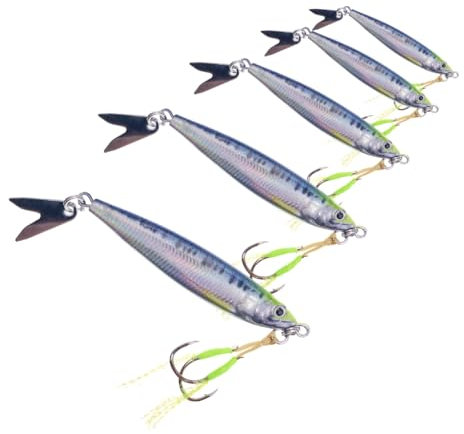 Set di 5 esche da pesca con paillettes, esche per pesca in metallo, esche rotanti dure, cucchiaini da pesca Lures Lurer Lauen