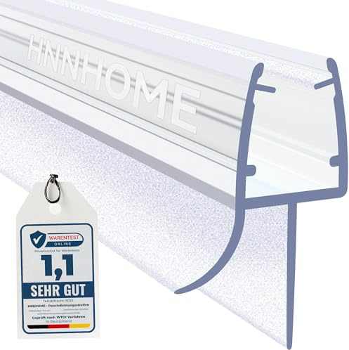 HNNHOME Duschtürdichtung unten mit Gummilippe für 5-8 mm Glas, 100cm | Transparentes PVC, zuschneidbar, einfache Montage gegen Wasseraustritt an Duschtüren und Duschkabinen