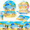 Ropniik 61 Piezas Playa Vajilla De Fiesta, Decoración De Mesa Para Fiestas De Verano Suministros De Fiesta Tropical Fiesta En La Playa Tablewere Vasos De Papel Platos Manteles Para 10 Invitados