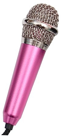 MUELODSIC Mini Micrófono Portátil y Cable de 150cm Sonido Dinámico Impresionante Rosa Aleación de Aluminio Color Aleatorio Adecuado para Dispositivos Móviles y Tabletas