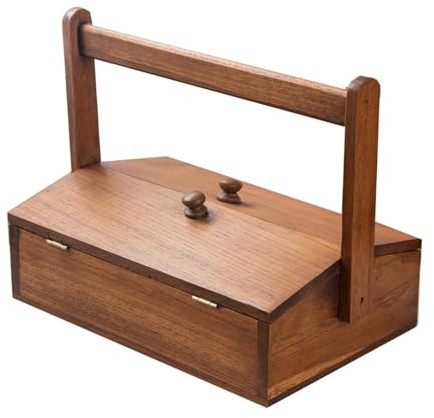 misppro Picknickkorb aus Holz mit Deckel, Vintage-Design, große Kapazität, Aufbewahrungsbox für Outdoor, Camping, Grillen, Strandparty, 30 x 20 x 24 cm