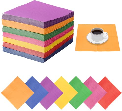 140 bunte Papierservietten 25 x 25 cm für Geburtstage, Festivale, Hochzeiten