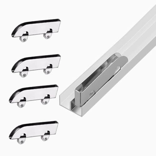 XYUERU Binario Scorrevole for vetrina con scanalatura di Guida, binari in Alluminio a Doppio Canale for Ante in Acrilico/Vetro da 3-5 mm(140cm)