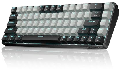 Dierya DK68 60% Wireless Gaming Keyboard, Triple Mode-Bluetooth/2.4GHz/USB-C Mechanical Keyboard,RGB Backlit,3000mAh Battery for Gaming & Office,Blue Switch-Black Grey