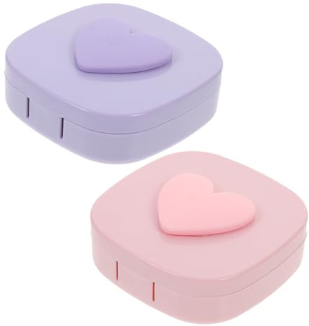 HAMPPLIES 2 Juegos Estuche para Lentes de Contacto Pequeño y Portátil Caja de Almacenamiento para Lentillas de Viaje Unidades con Diseño Compacto y Colores y Rosa Fácil de Abrir y Duradero