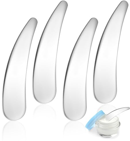 4PCS Metal Cosmetic Spatula, 6.5 CM Skincare Spatula | Reusable Spatula, for Skincare for Mixing Sampling Cream Eye Face
