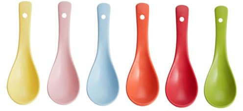 Angoily 6 pièces Cuillères Céramique Colorées Multifonctions pour Soupe Dessert et Riz Légères et Faciles à Nettoyer pour Restaurant et Usage Familial