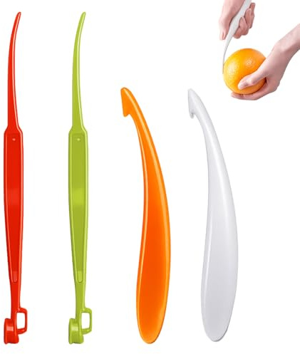 4-Teiliger Schäler, 2 Stile Orangenschäler, Plastikschäler Apfelsinenschäler Schäler Mit Langem Griff, Obstschneider, Küchenzubehör